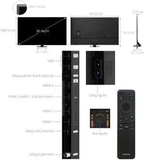 Cấu tạo thiết bị tivi neo qled samsung 4k 85 inch