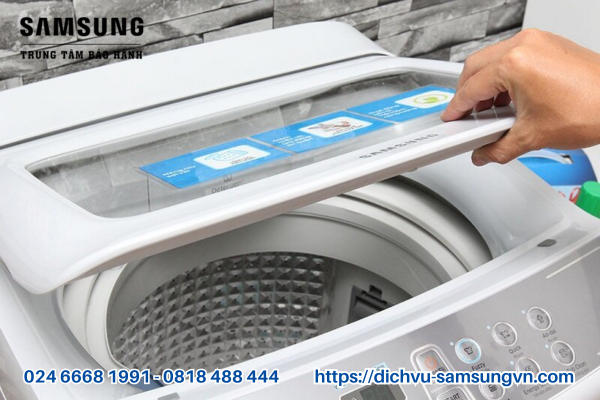máy giặt samsung cửa trên không vắt được Nắp máy giặt đóng không chặt